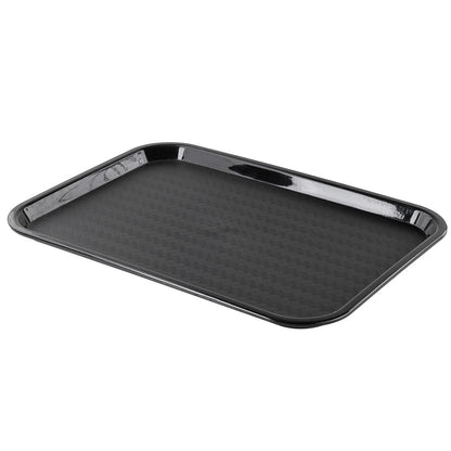 Chef 101 Rectangle Black Plastic Fast Food Tray - 12" x 16" - 50 count box