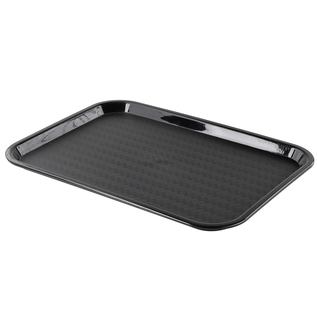 Chef 101 Rectangle Black Plastic Fast Food Tray - 12" x 16" - 10 count box