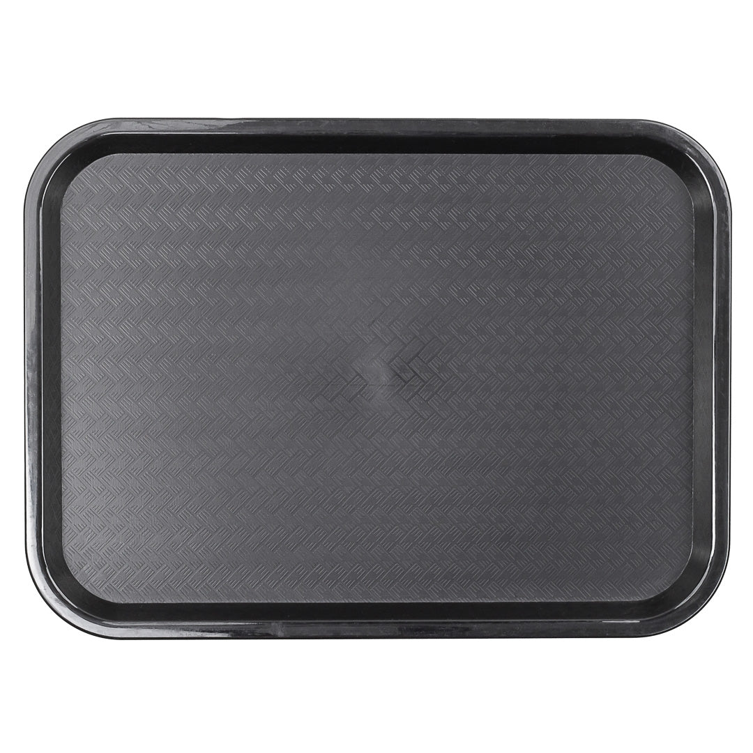 Chef 101 Rectangle Black Plastic Fast Food Tray - 12" x 16" - 10 count box