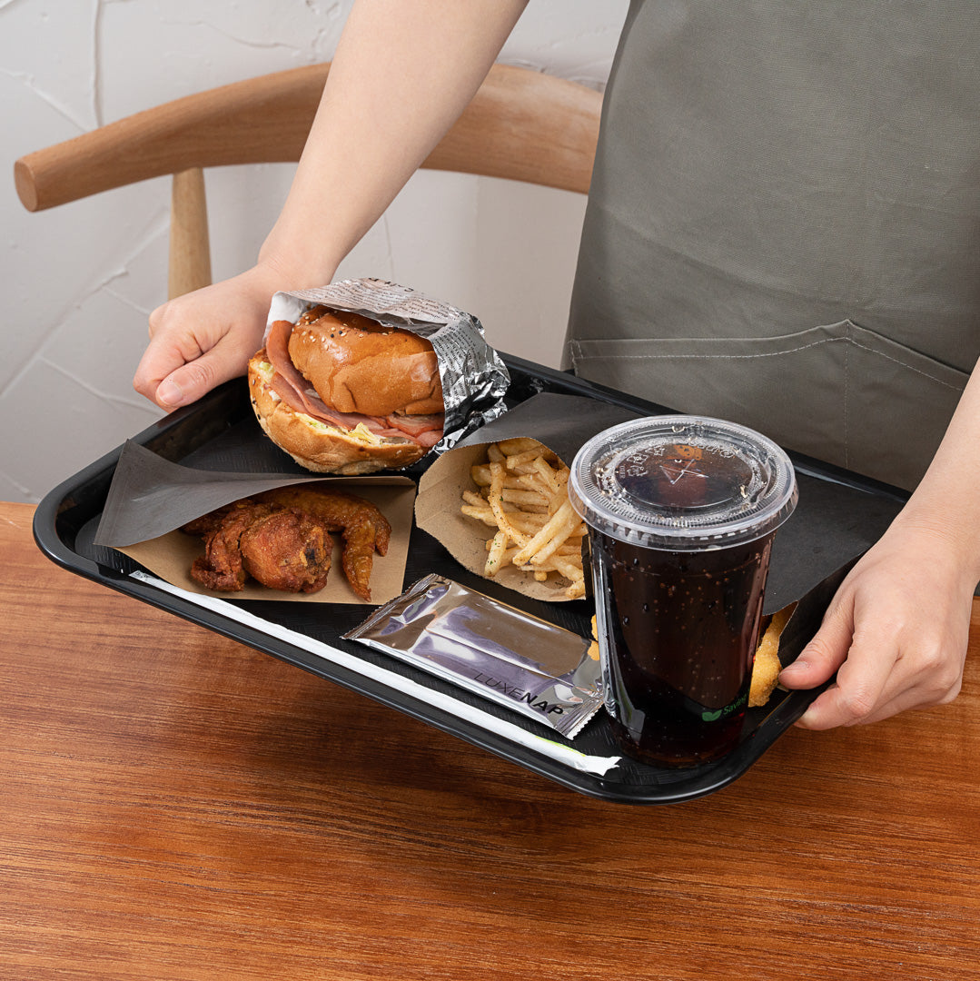 Chef 101 Rectangle Black Plastic Fast Food Tray - 12" x 16" - 10 count box