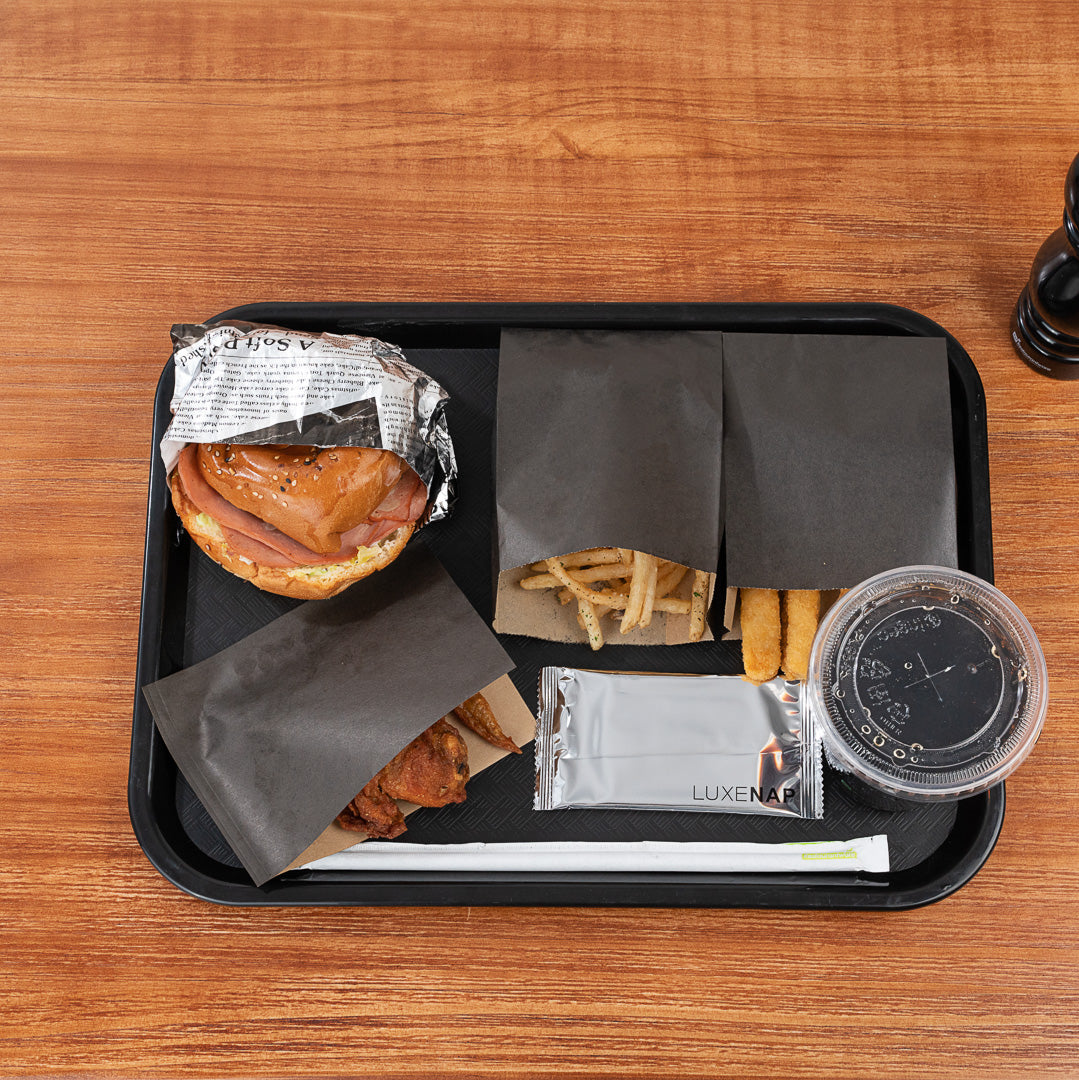 Chef 101 Rectangle Black Plastic Fast Food Tray - 12" x 16" - 10 count box