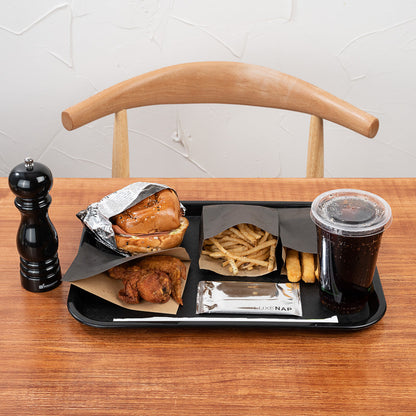 Chef 101 Rectangle Black Plastic Fast Food Tray - 12" x 16" - 50 count box