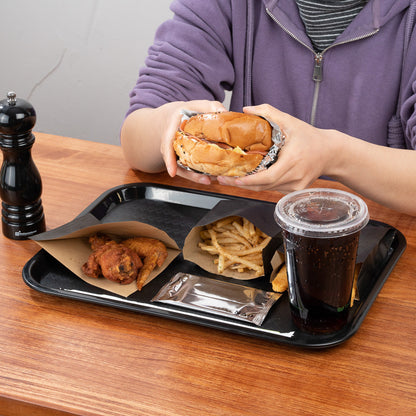Chef 101 Rectangle Black Plastic Fast Food Tray - 12" x 16" - 50 count box