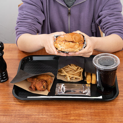 Chef 101 Rectangle Black Plastic Fast Food Tray - 12" x 16" - 50 count box