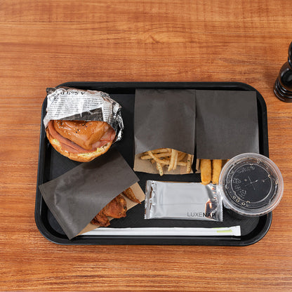 Chef 101 Rectangle Black Plastic Fast Food Tray - 12" x 16" - 50 count box