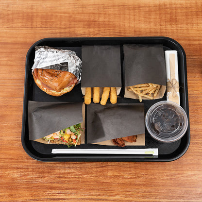 Chef 101 Rectangle Black Plastic Fast Food Tray - 14" x 18" - 10 count box