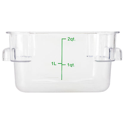 Met Lux 2 qt Square Clear Plastic Food Storage Container - with Green Volume Markers - 7" x 7" x 4" - 10 count box