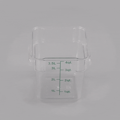 Met Lux 4 qt Square Clear Plastic Food Storage Container - with Green Volume Markers - 7" x 7" x 7 1/4" - 1 count box