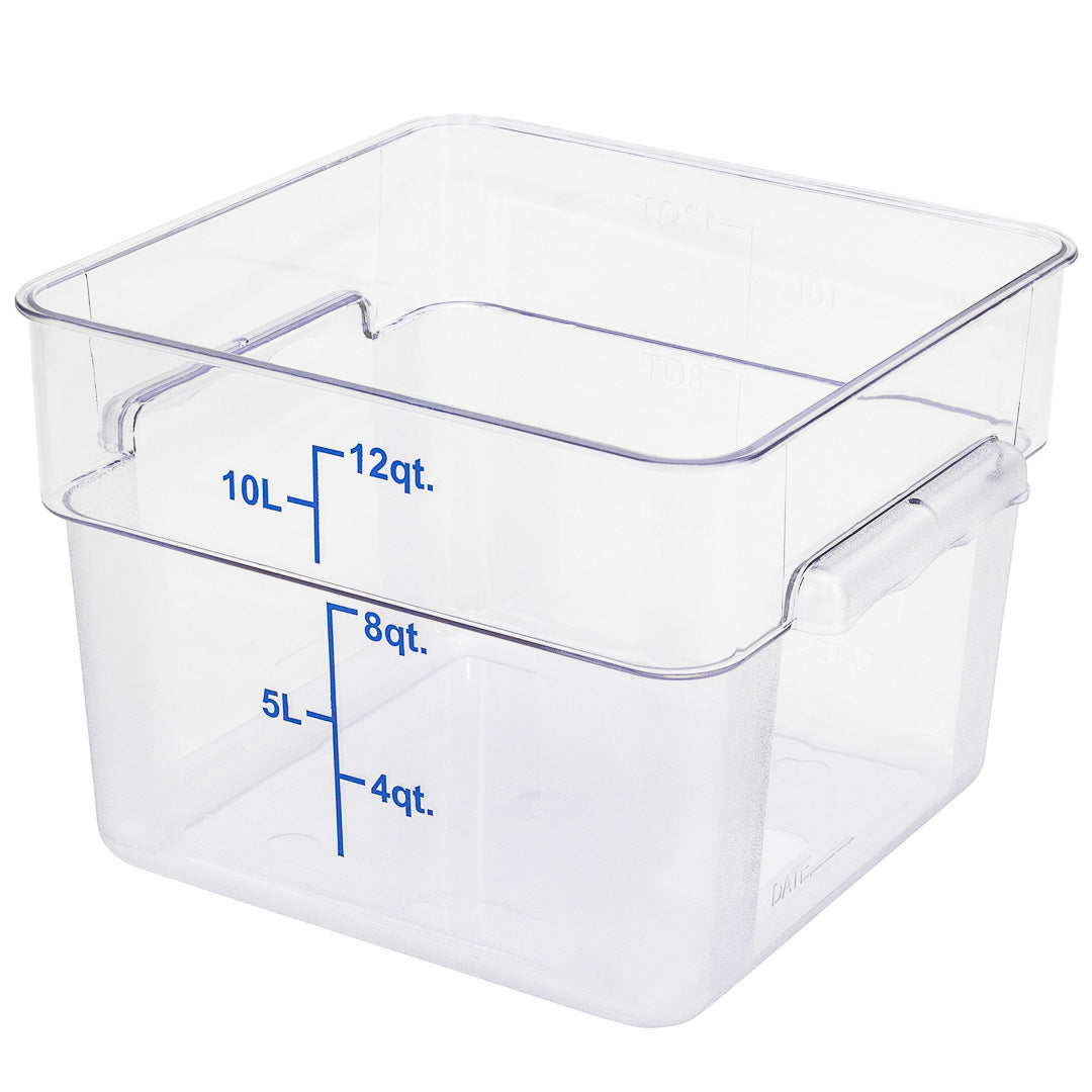 Met Lux 12 qt Square Clear Plastic Food Storage Container - with Blue Volume Markers - 11" x 11" x 8" - 1 count box