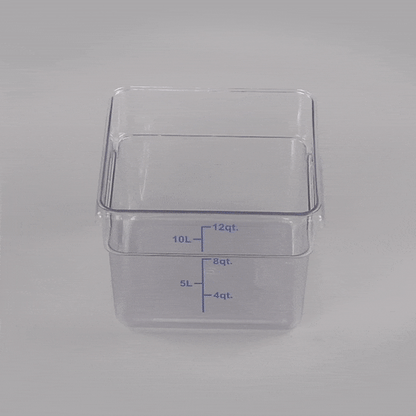 Met Lux 12 qt Square Clear Plastic Food Storage Container - with Blue Volume Markers - 11" x 11" x 8" - 1 count box