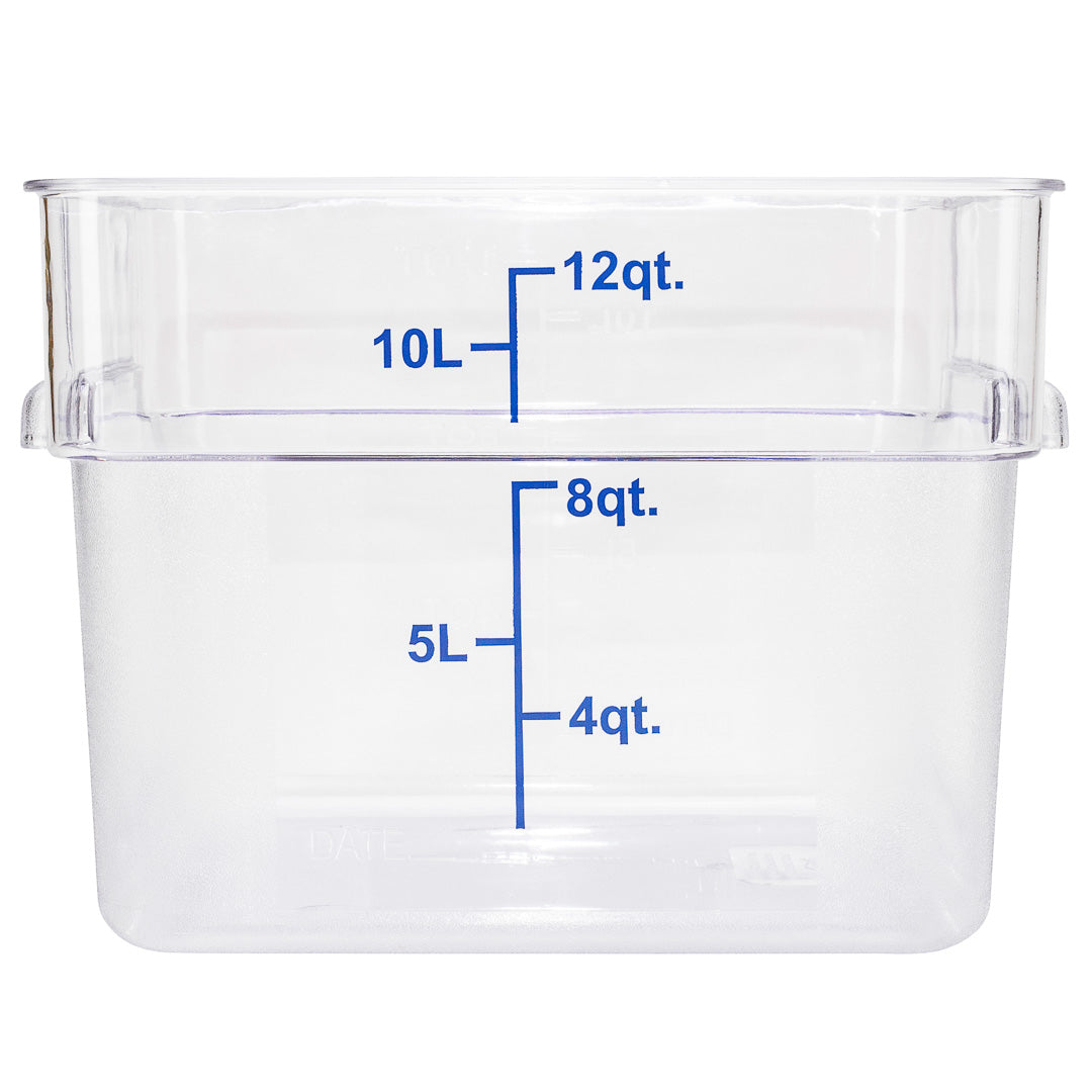 Met Lux 12 qt Square Clear Plastic Food Storage Container - with Blue Volume Markers - 11" x 11" x 8" - 1 count box