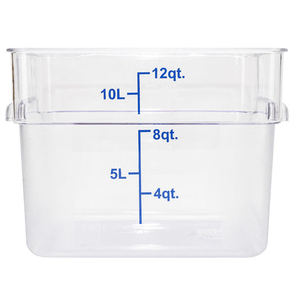 Met Lux 12 qt Square Clear Plastic Food Storage Container - with Blue Volume Markers - 11" x 11" x 8" - 1 count box