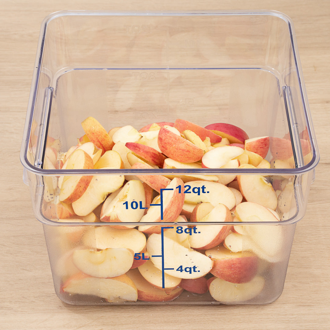 Met Lux 12 qt Square Clear Plastic Food Storage Container - with Blue Volume Markers - 11" x 11" x 8" - 1 count box