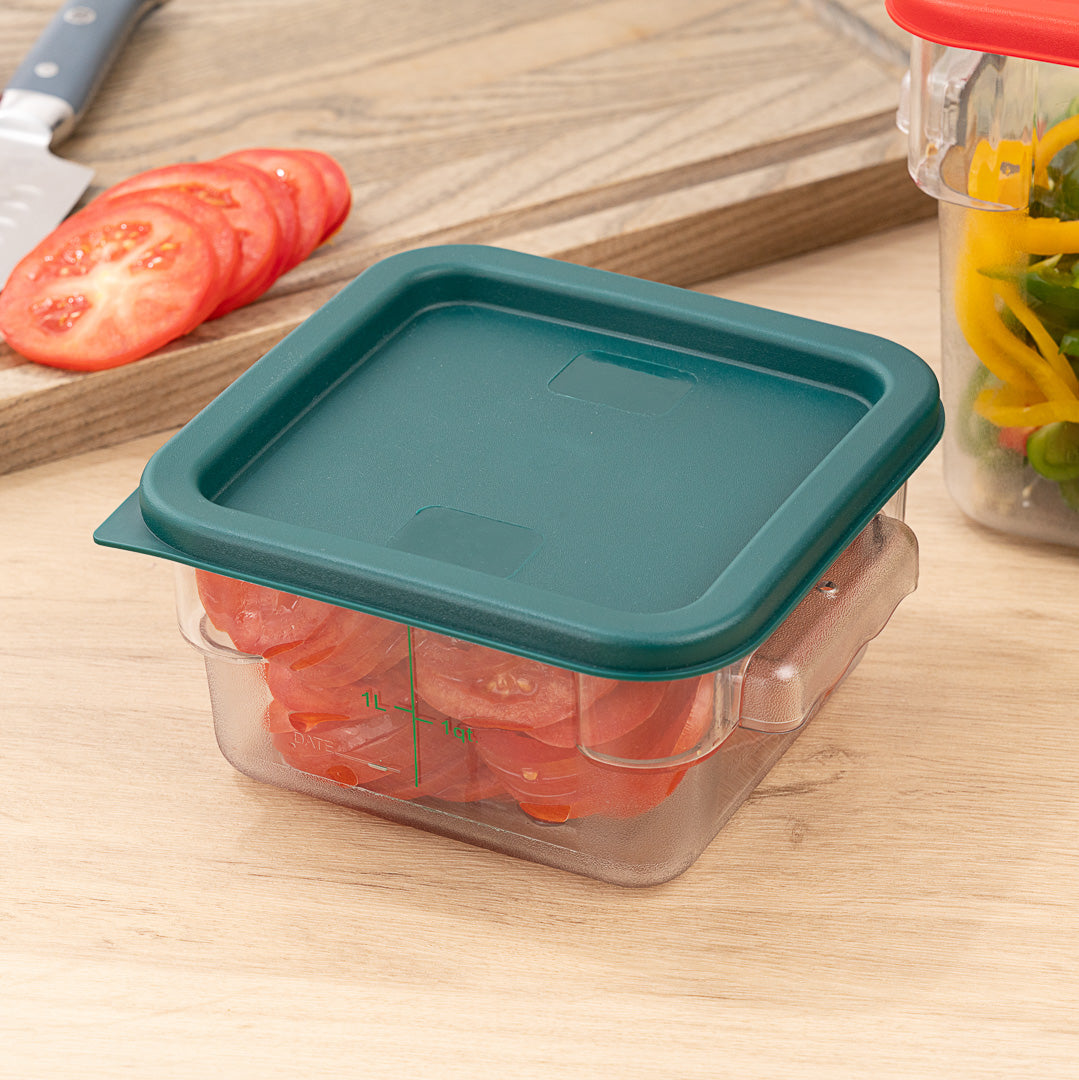 Met Lux Square Green Plastic Food Storage Container Lid - Fits 2 and 4 qt - 10 count box