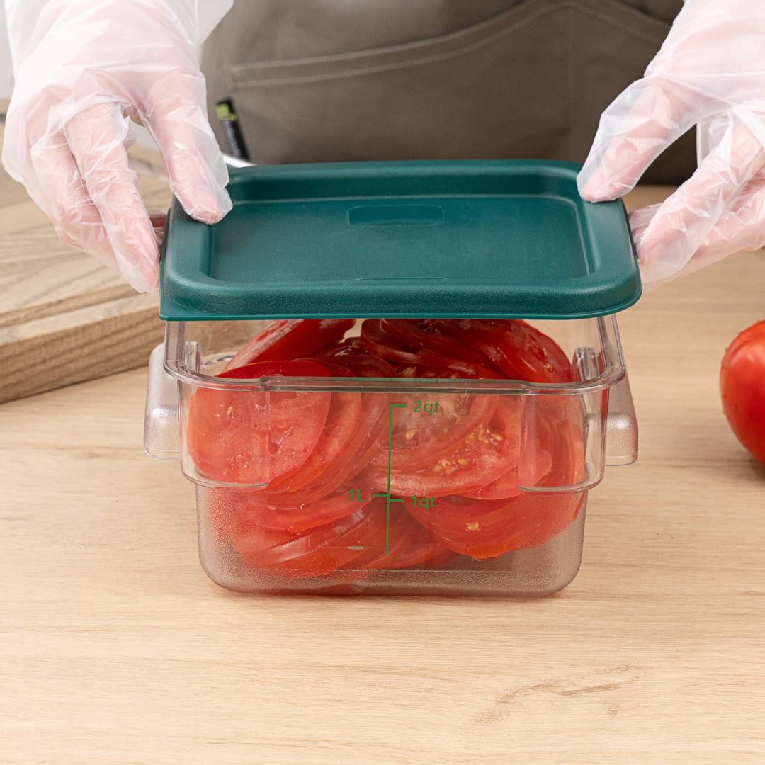 Met Lux Square Green Plastic Food Storage Container Lid - Fits 2 and 4 qt - 10 count box