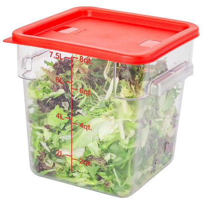 Met Lux Square Red Plastic Food Storage Container Lid - Fits 6 and 8 qt - 1 count box