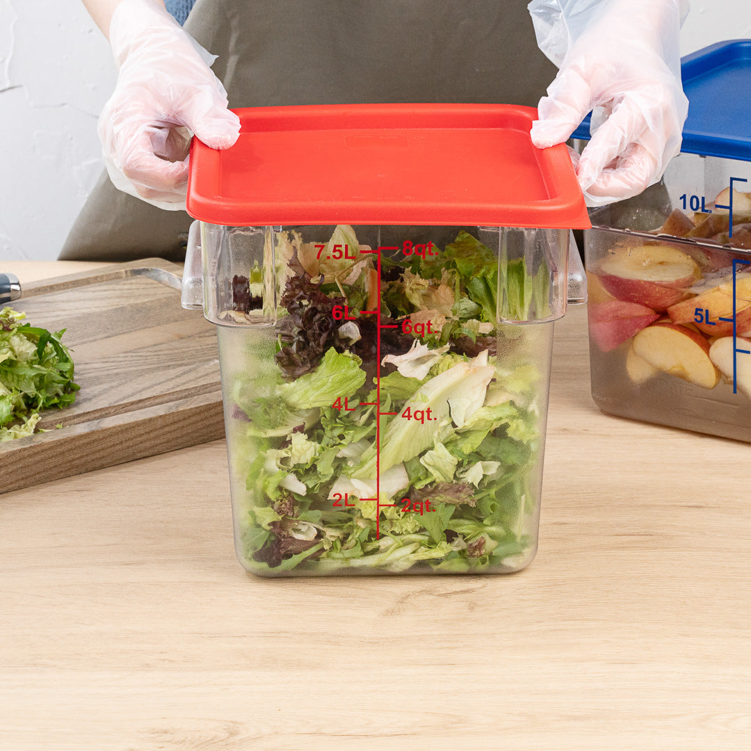 Met Lux Square Red Plastic Food Storage Container Lid - Fits 6 and 8 qt - 1 count box