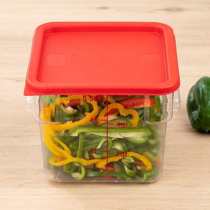 Met Lux Square Red Plastic Food Storage Container Lid - Fits 6 and 8 qt - 10 count box