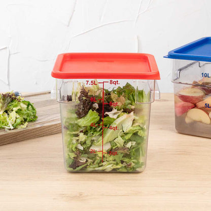 Met Lux Square Red Plastic Food Storage Container Lid - Fits 6 and 8 qt - 10 count box