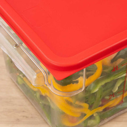 Met Lux Square Red Plastic Food Storage Container Lid - Fits 6 and 8 qt - 10 count box