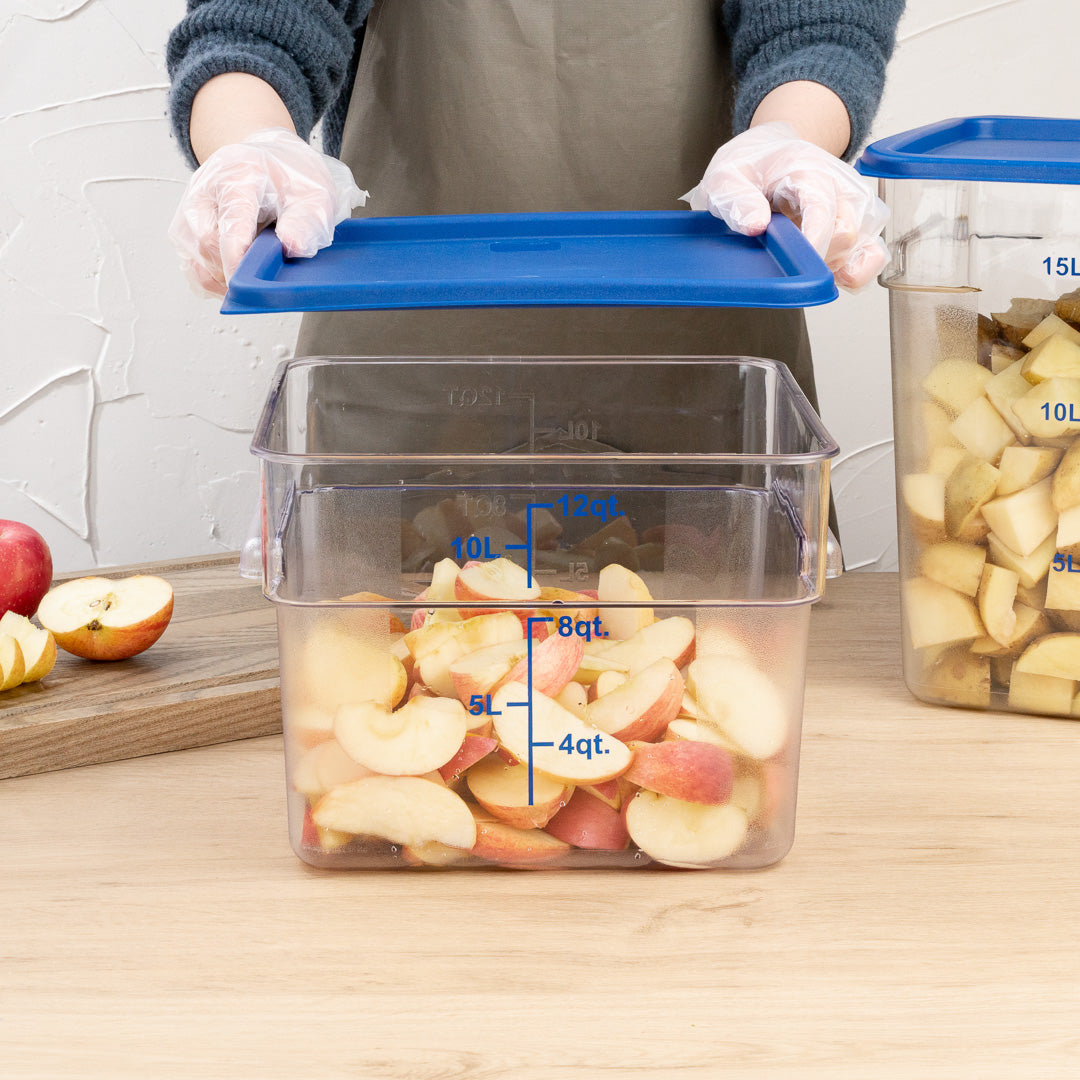 Met Lux Square Blue Plastic Food Storage Container Lid - Fits 12, 18 and 22 qt - 10 count box