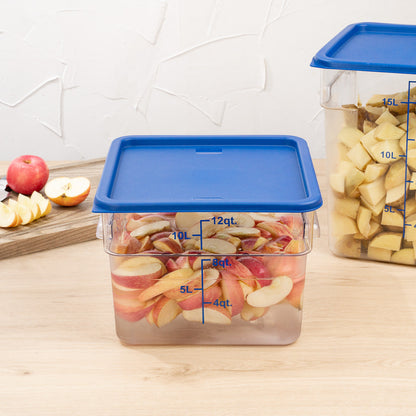 Met Lux Square Blue Plastic Food Storage Container Lid - Fits 12, 18 and 22 qt - 10 count box