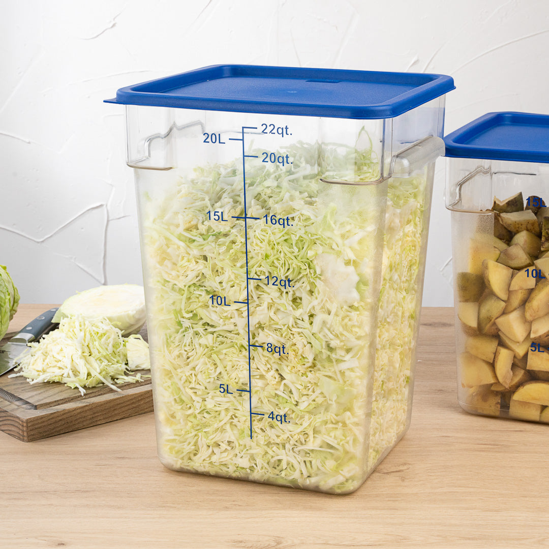Met Lux Square Blue Plastic Food Storage Container Lid - Fits 12, 18 and 22 qt - 10 count box