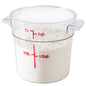 Met Lux 1 qt Round Clear Plastic Food Storage Container - with Red Volume Markers - 5" x 5" x 4 3/4" - 1 count box