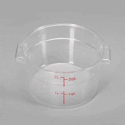 Met Lux 2 qt Round Clear Plastic Food Storage Container - with Red Volume Markers - 7" x 7" x 4 1/4" - 10 count box