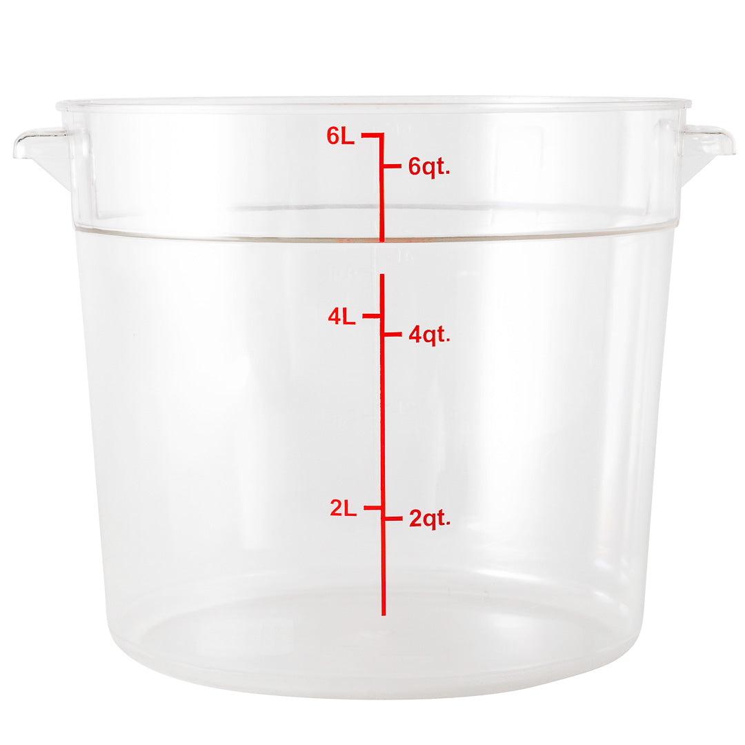 Met Lux 6 qt Round Clear Plastic Food Storage Container - with Red Volume Markers - 8 3/4" x 8 3/4" x 7 3/4" - 1 count box