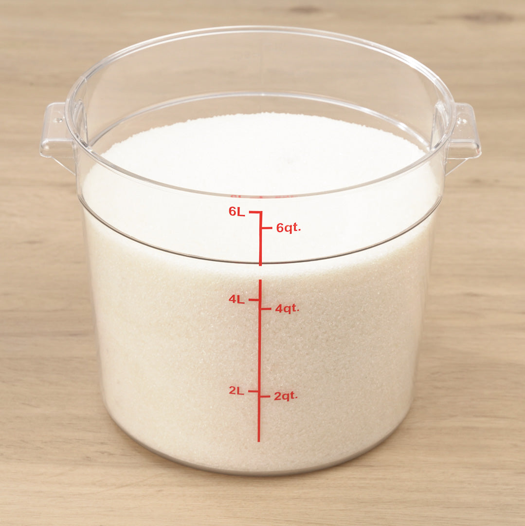 Met Lux 6 qt Round Clear Plastic Food Storage Container - with Red Volume Markers - 8 3/4" x 8 3/4" x 7 3/4" - 10 count box