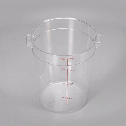 Met Lux 8 qt Round Clear Plastic Food Storage Container - with Red Volume Markers - 8 3/4" x 8 3/4" x 10 1/2" - 1 count box