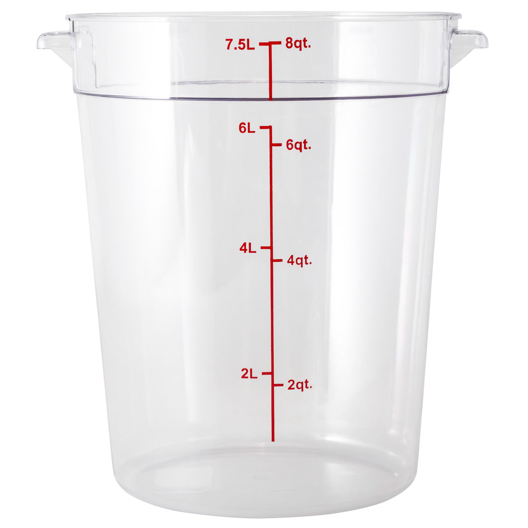 Met Lux 8 qt Round Clear Plastic Food Storage Container - with Red Volume Markers - 8 3/4" x 8 3/4" x 10 1/2" - 1 count box