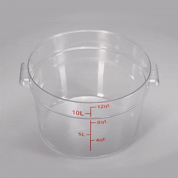 Met Lux 12 qt Round Clear Plastic Food Storage Container - with Red Volume Markers - 12 1/4" x 12 1/4" x 8" - 1 count box
