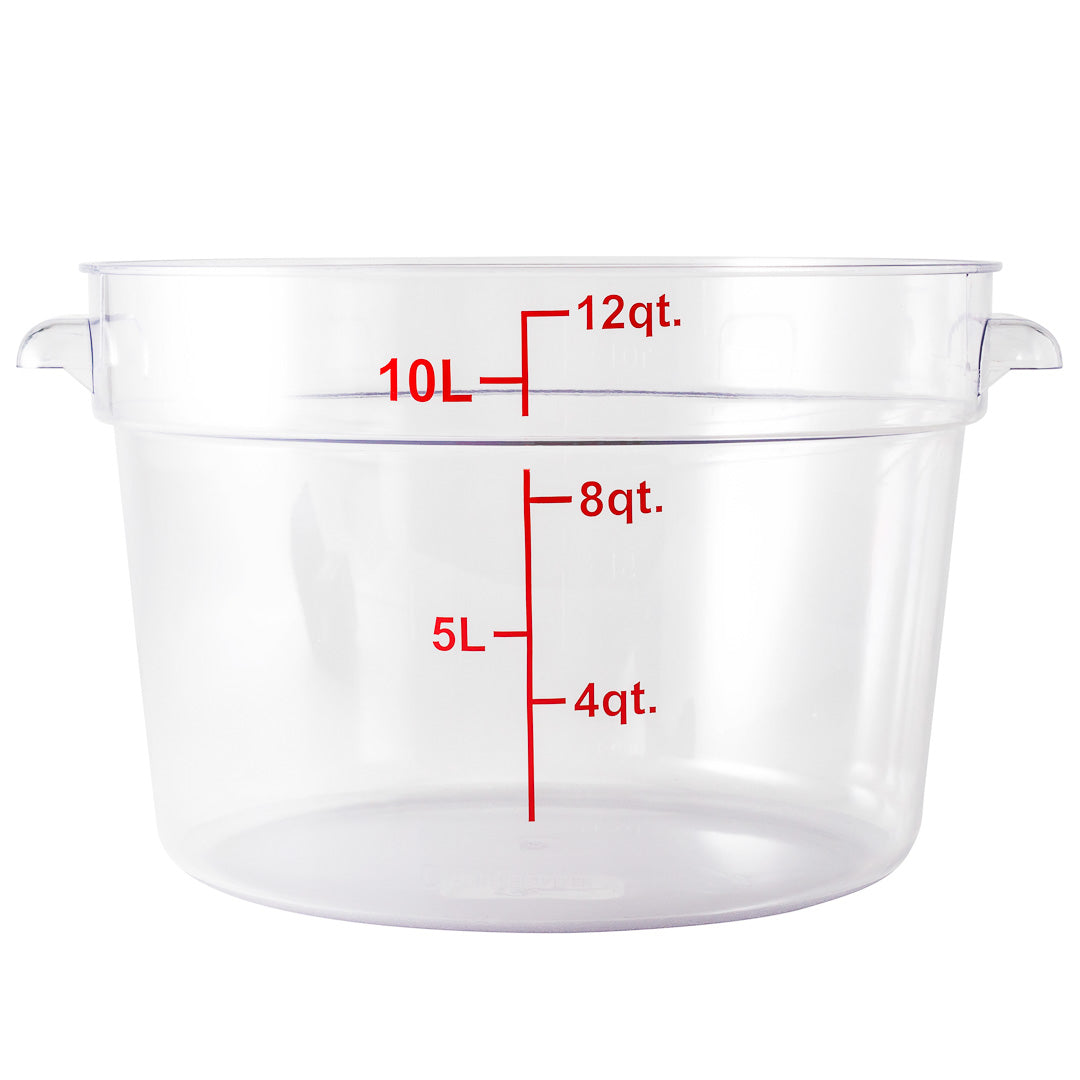 Met Lux 12 qt Round Clear Plastic Food Storage Container - with Red Volume Markers - 12 1/4" x 12 1/4" x 8" - 1 count box