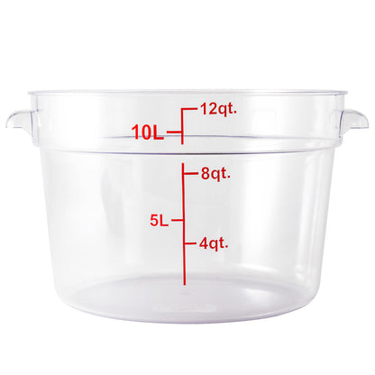 Met Lux 12 qt Round Clear Plastic Food Storage Container - with Red Volume Markers - 12 1/4" x 12 1/4" x 8" - 1 count box