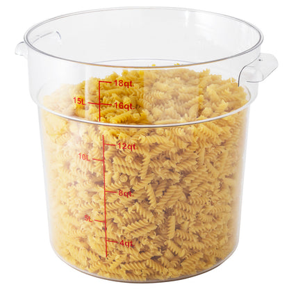 Met Lux 18 qt Round Clear Plastic Food Storage Container - with Red Volume Markers - 12 1/4" x 12 1/4" x 12" - 1 count box