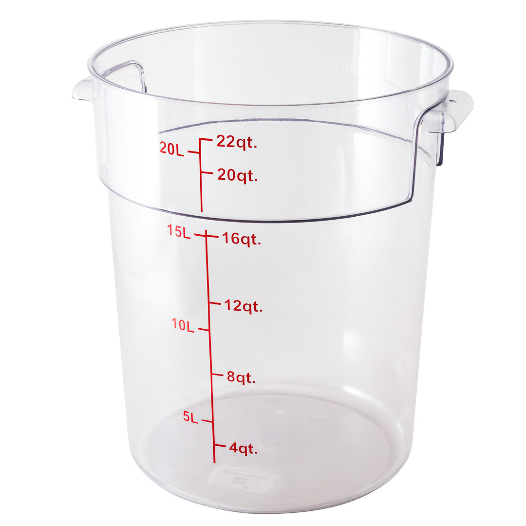 Met Lux 22 qt Round Clear Plastic Food Storage Container - with Red Volume Markers - 12 1/4" x 12 1/4" x 15" - 1 count box