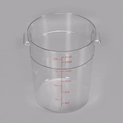 Met Lux 22 qt Round Clear Plastic Food Storage Container - with Red Volume Markers - 12 1/4" x 12 1/4" x 15" - 1 count box