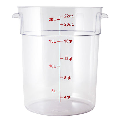 Met Lux 22 qt Round Clear Plastic Food Storage Container - with Red Volume Markers - 12 1/4" x 12 1/4" x 15" - 1 count box