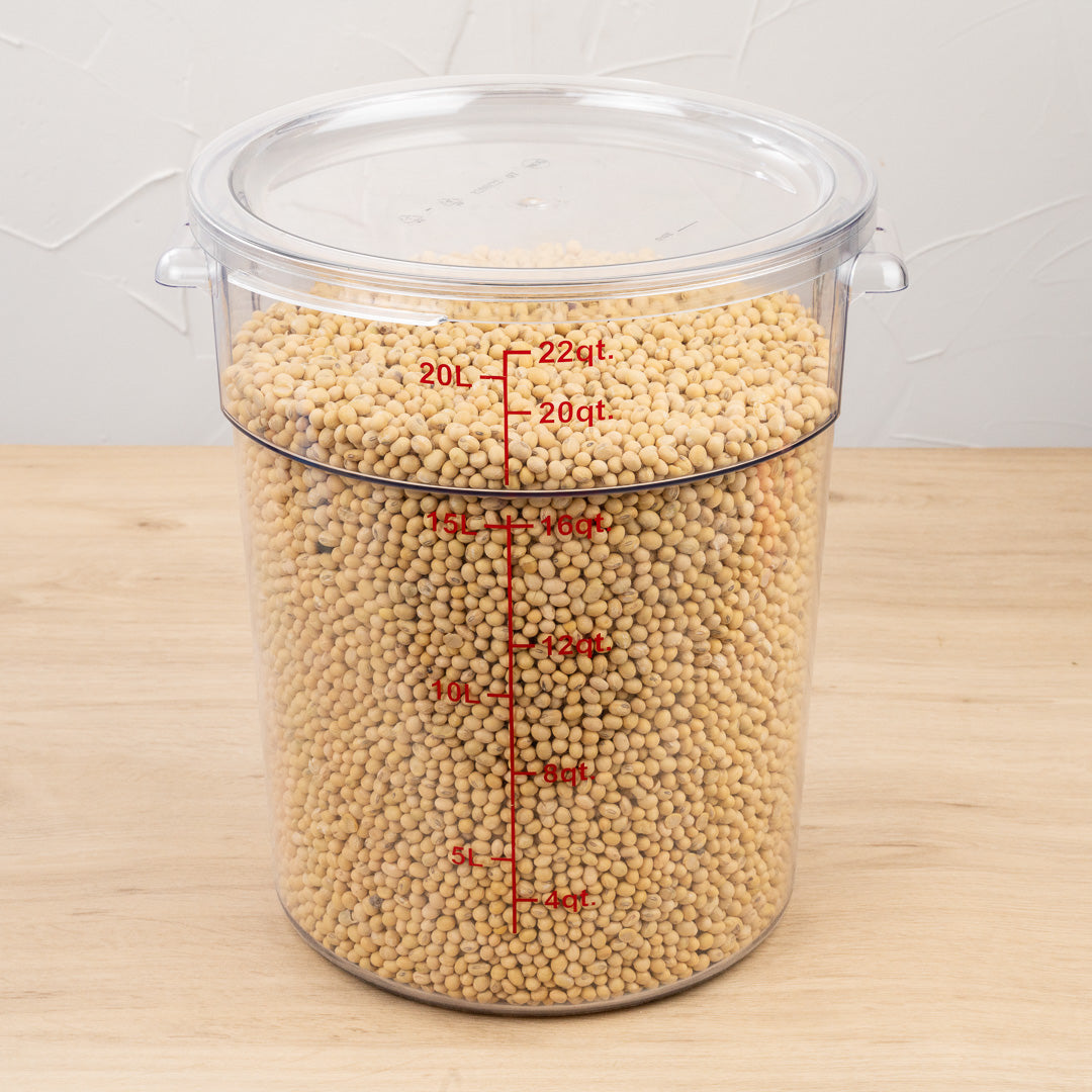Met Lux 22 qt Round Clear Plastic Food Storage Container - with Red Volume Markers - 12 1/4" x 12 1/4" x 15" - 1 count box