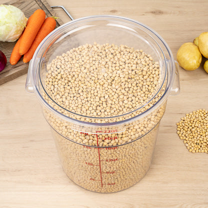 Met Lux 22 qt Round Clear Plastic Food Storage Container - with Red Volume Markers - 12 1/4" x 12 1/4" x 15" - 1 count box