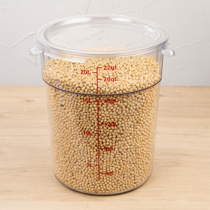 Met Lux 22 qt Round Clear Plastic Food Storage Container - with Red Volume Markers - 12 1/4" x 12 1/4" x 15" - 10 count box