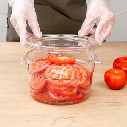 Met Lux Round Clear Plastic Food Storage Container Lid - Fits 2 and 4 qt - 7 1/4" x 7 1/4" x 1/2" - 10 count box
