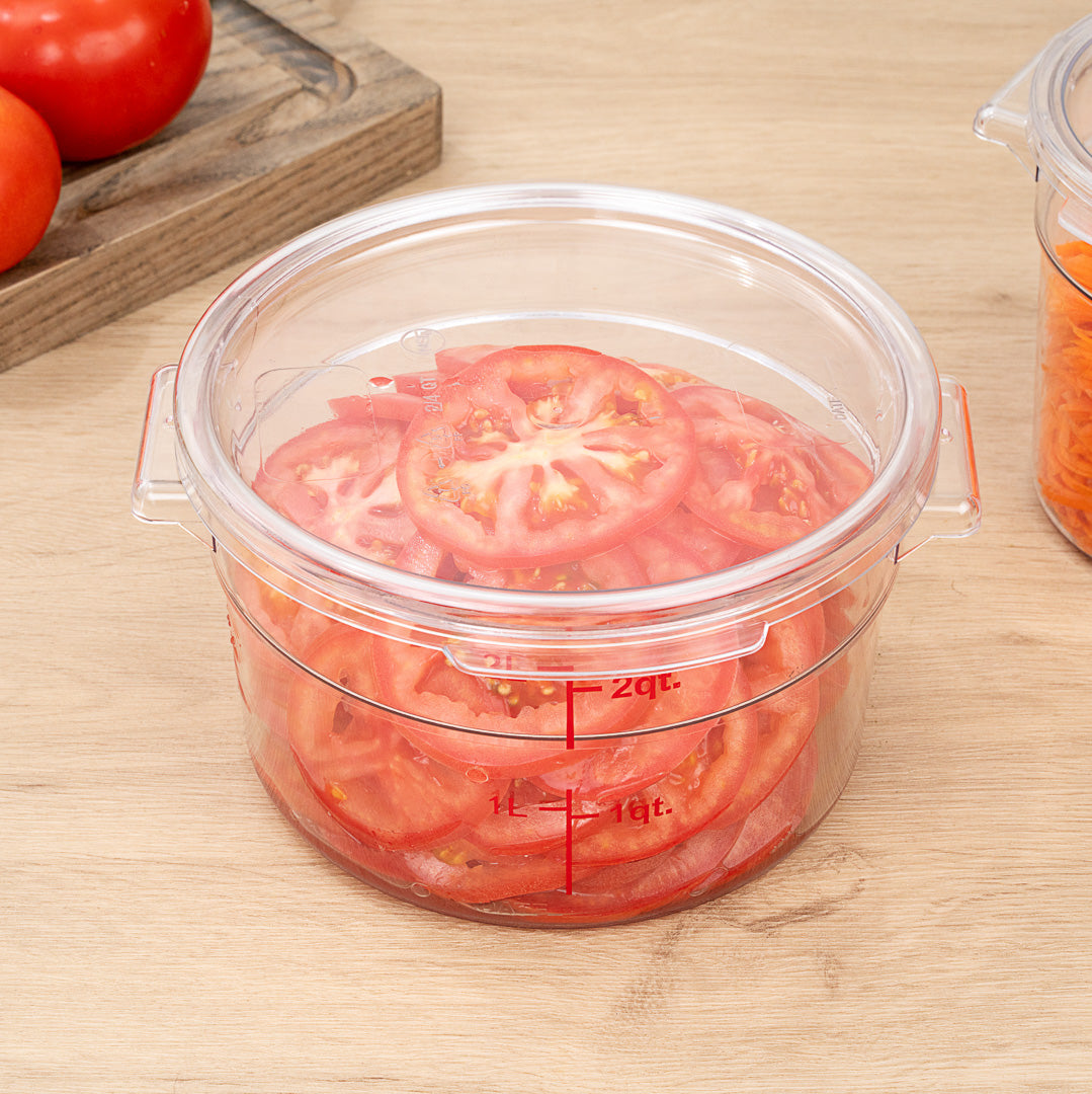 Met Lux Round Clear Plastic Food Storage Container Lid - Fits 2 and 4 qt - 7 1/4" x 7 1/4" x 1/2" - 10 count box