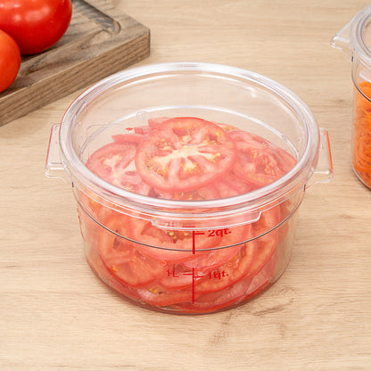 Met Lux Round Clear Plastic Food Storage Container Lid - Fits 2 and 4 qt - 7 1/4" x 7 1/4" x 1/2" - 10 count box