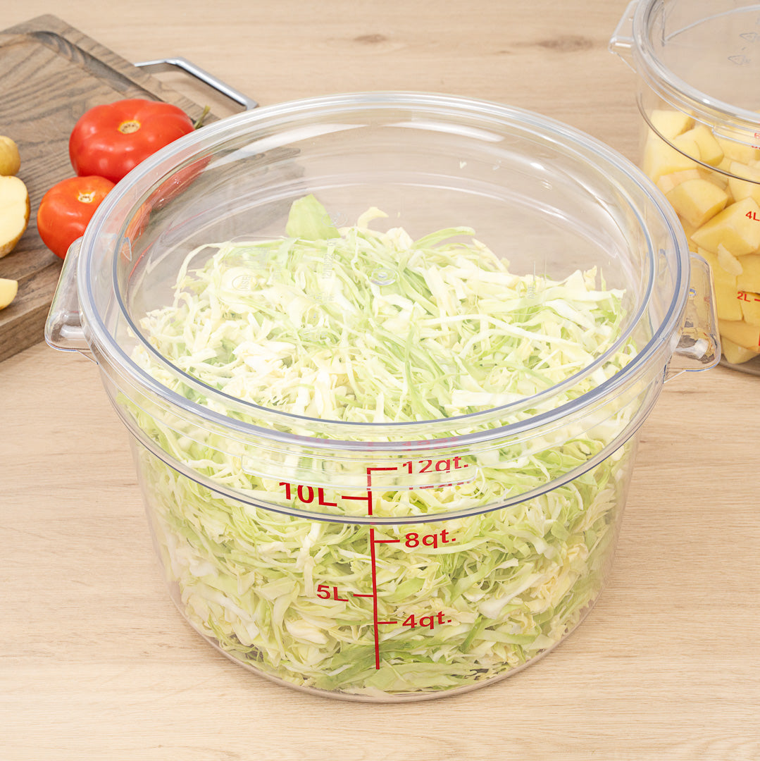 Met Lux Round Clear Plastic Food Storage Container Lid - Fits 12, 18 and 22 qt - 12 1/2" x 12 1/2" x 3/4" - 10 count box
