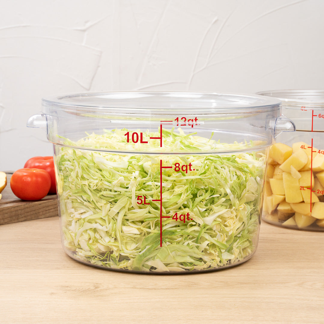 Met Lux Round Clear Plastic Food Storage Container Lid - Fits 12, 18 and 22 qt - 12 1/2" x 12 1/2" x 3/4" - 10 count box
