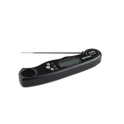Kitchen tek Black Compact Digital Folding Probe Thermometer - Waterproof - 4 1/2" - 1 count box