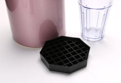 Bev Tek Octagon Black Plastic Drip Tray - with Removable Grate - 4" - 10 count box